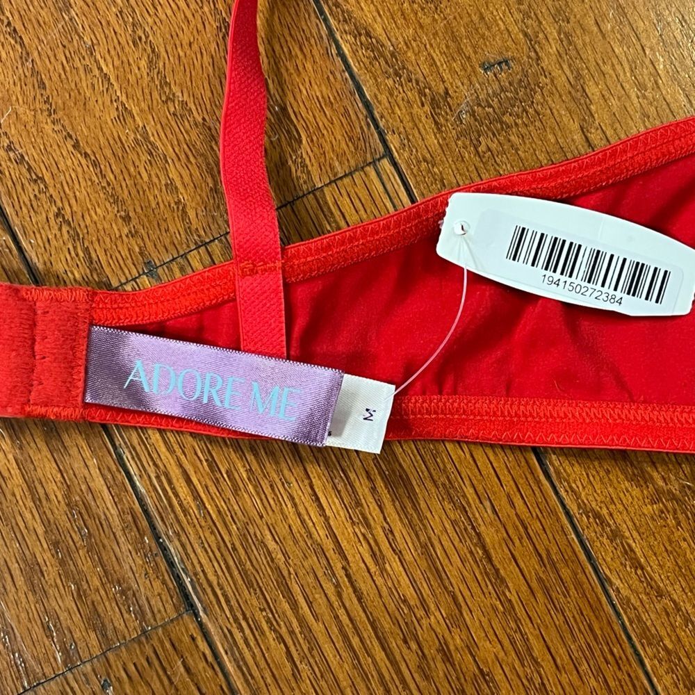 Adore Me Gynger Unlined Quarter Cup Bra Red Women’s M Satin Bow Underwire - Picture 3 of 6